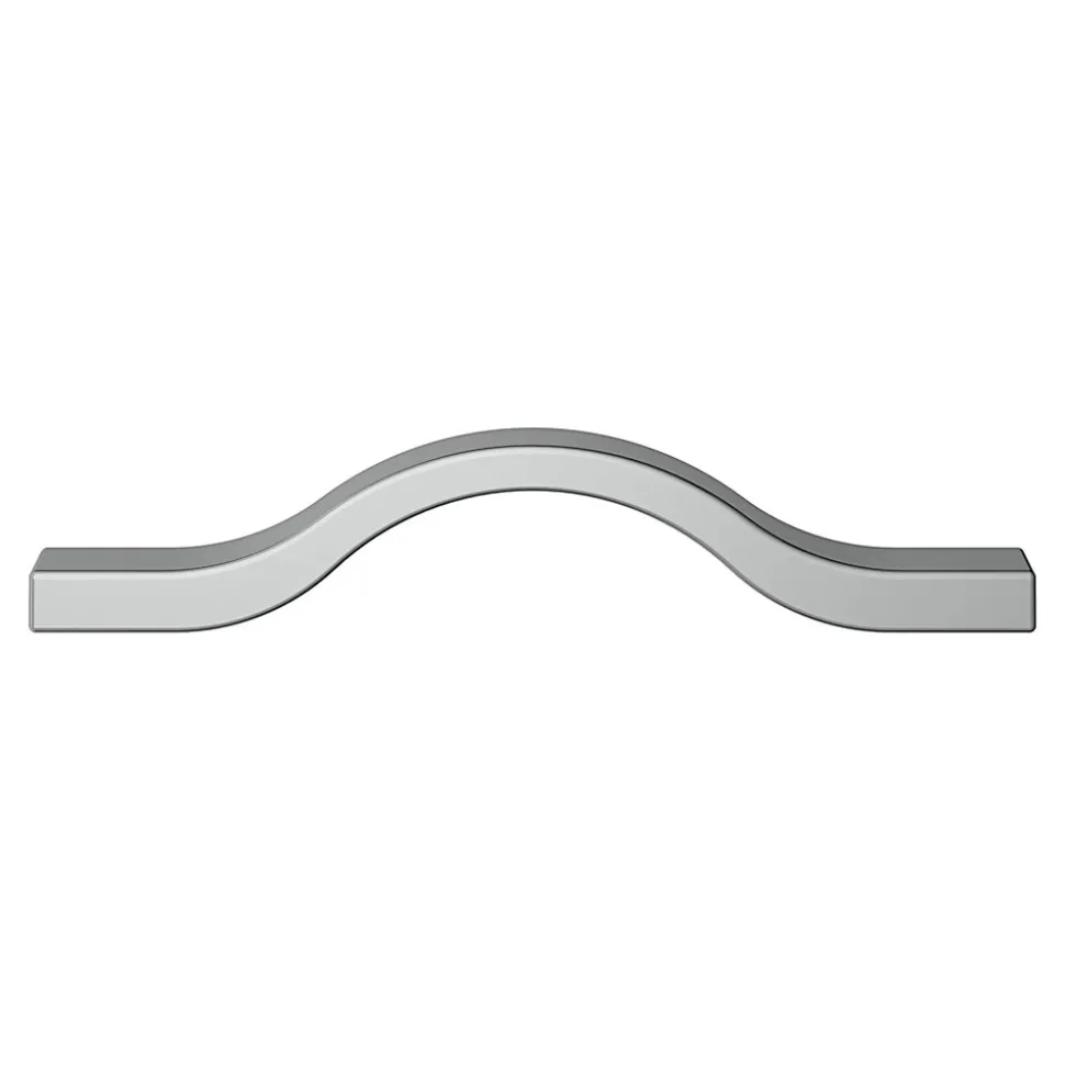 Poignée de meuble nœud GoodHome Prat aluminium effet chromé gris l.130mm x l.10mm x H. 24mm entraxe 96mm