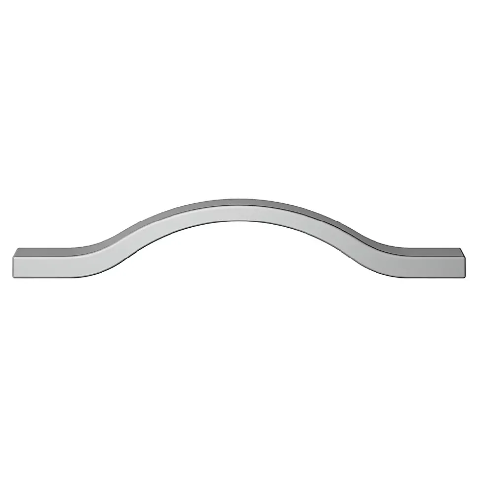 Poignée de meuble nœud GoodHome Prat aluminium effet chromé gris l.162mm x l.10mm x H. 26mm entraxe 128mm