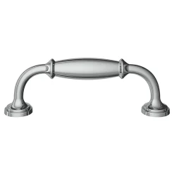 Poignée de meuble nœud GoodHome Ruis effet chromé gris l.116mm x l.20mm x H. 38mm entraxe 96mm