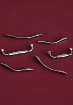 Poignée de meuble nœud GoodHome Ruis effet nickel satin gris l.169mm x l.10mm x H. 25mm entraxe 128mm