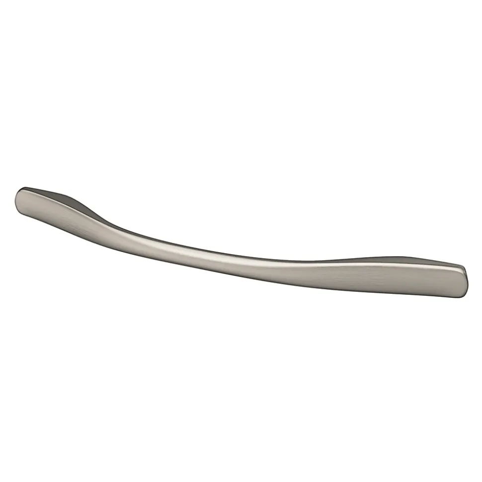 Poignée de meuble nœud GoodHome Ruis effet nickel satin gris l.169mm x l.10mm x H. 25mm entraxe 128mm