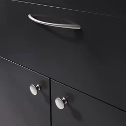 Poignée de meuble nœud GoodHome Primel effet nickel satin gris l.160mm x l.9mm x H. 27mm entraxe 128mm