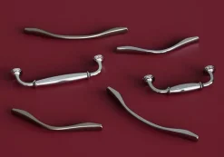 Poignée de meuble nœud GoodHome Ruis effet nickel satin gris l.137mm x l.10mm x H. 25mm entraxe 96mm