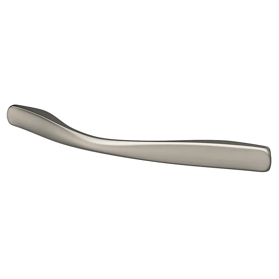 Poignée de meuble nœud GoodHome Ruis effet nickel satin gris l.137mm x l.10mm x H. 25mm entraxe 96mm
