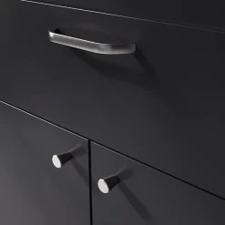 Poignée de meuble nœud GoodHome Irvil aluminium effet nickel satin gris l.142mm x l.12mm x H. 30mm entraxe 128mm