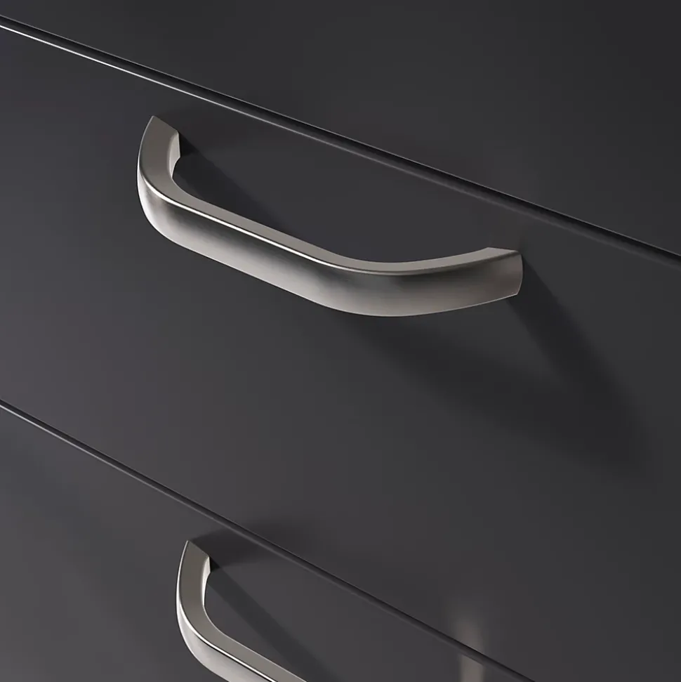 Poignée de meuble nœud GoodHome Irvil aluminium effet nickel satin gris l.110mm x l.12mm x H. 30mm entraxe 96mm