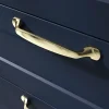Poignée de meuble nœud GoodHome Govlin aluminium effet laiton doré l.164mm x l.20mm x H. 24mm entraxe 128mm