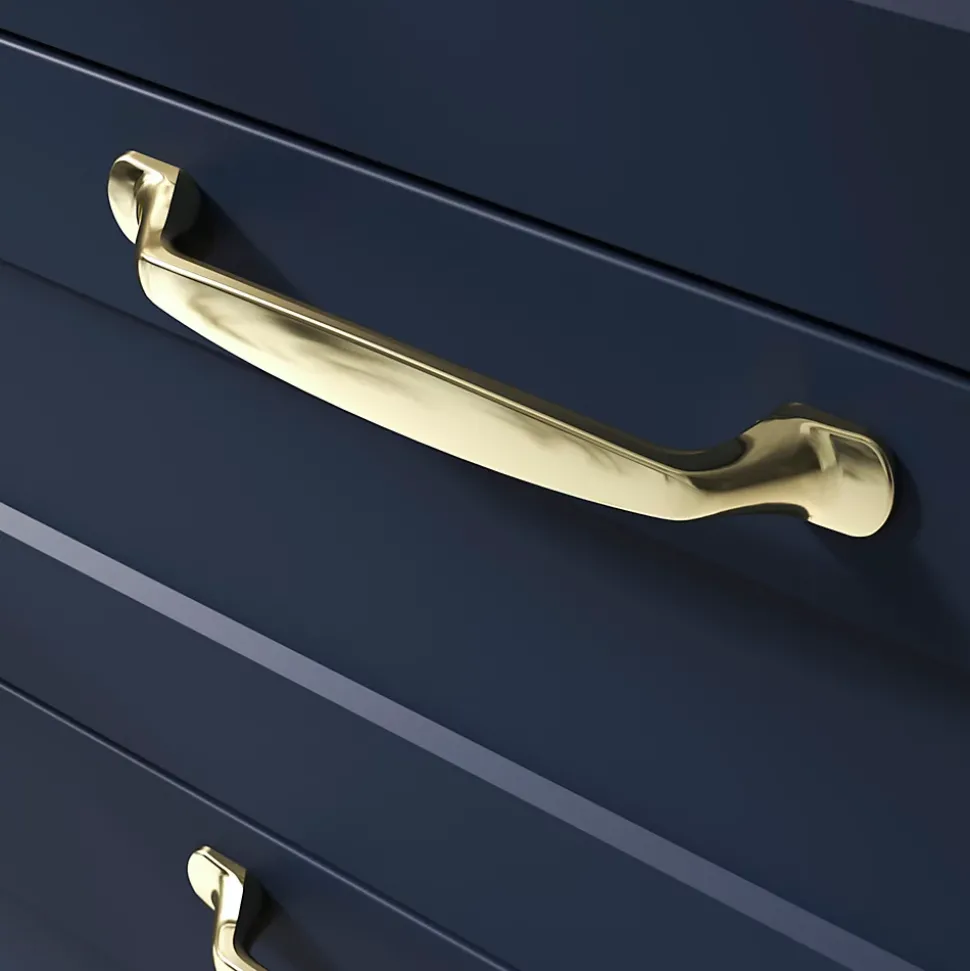 Poignée de meuble nœud GoodHome Govlin aluminium effet laiton doré l.164mm x l.20mm x H. 24mm entraxe 128mm