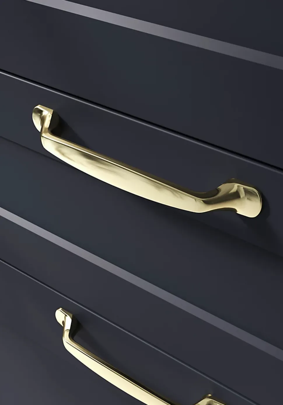 Poignée de meuble nœud GoodHome Govlin aluminium effet laiton doré l.164mm x l.20mm x H. 24mm entraxe 128mm