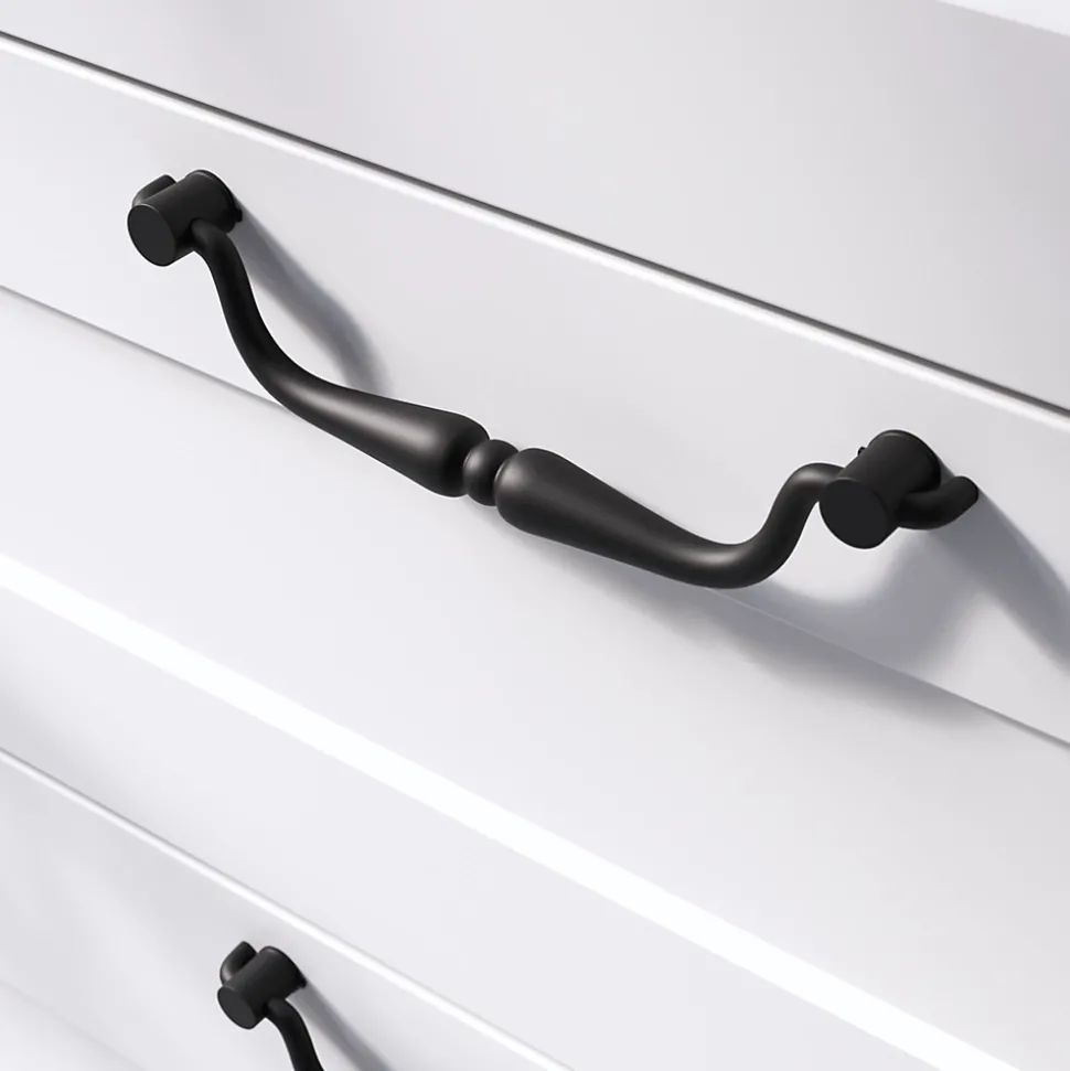 Poignée de meuble nœud GoodHome Kilhog mat noir l.143mm x H. 35mm entraxe 128mm