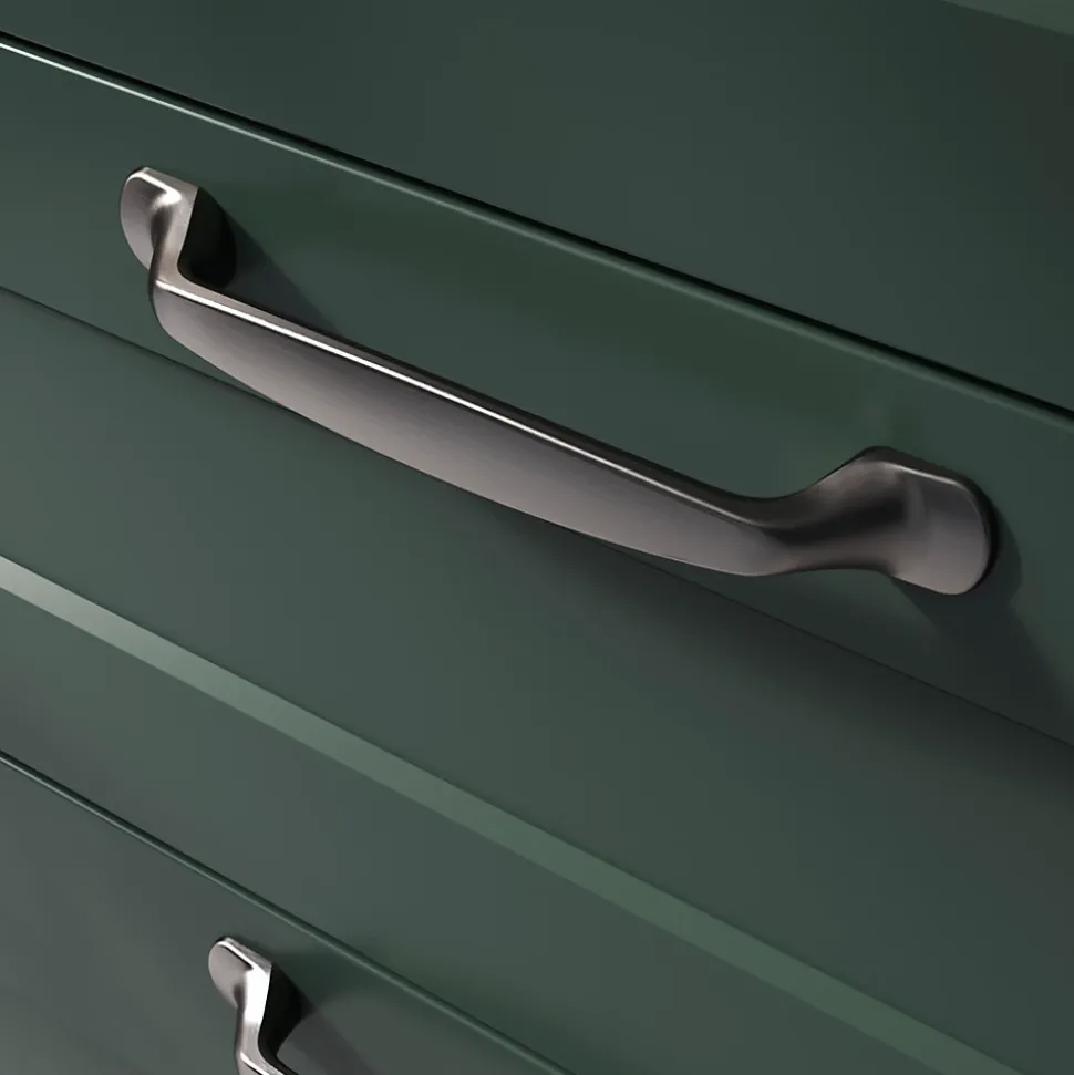 Poignée de meuble nœud GoodHome Govlin aluminium effet nickel satin gris l.164mm x l.20mm x H. 24mm entraxe 128mm