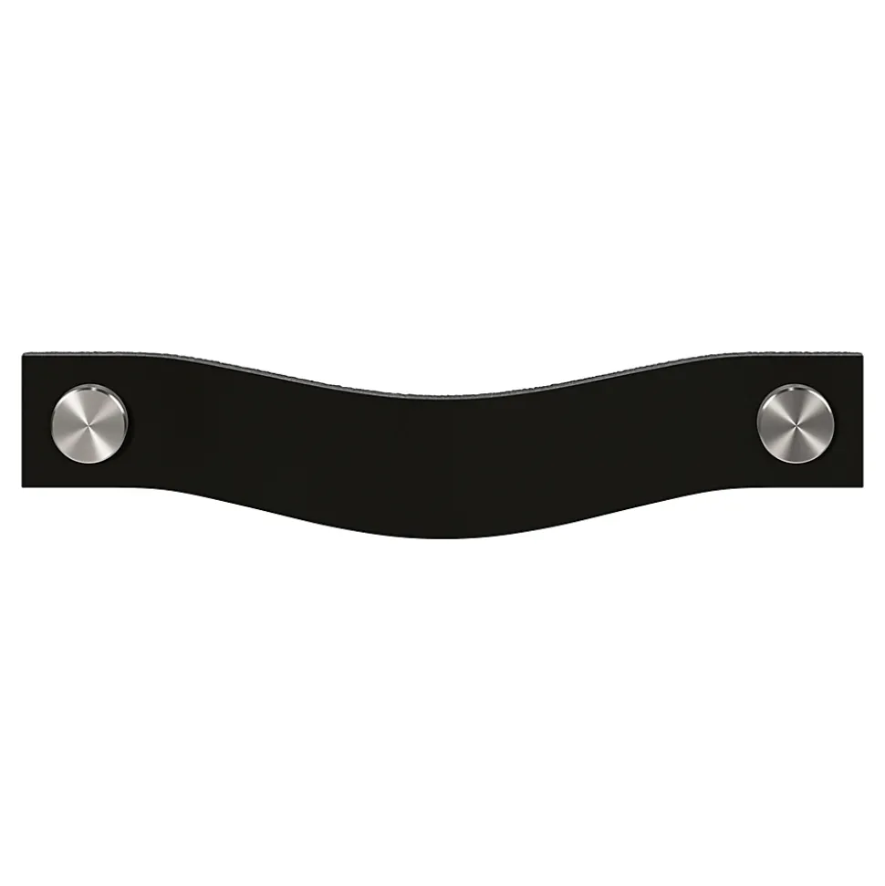 Poignée de meuble nœud GoodHome Hezo cuir et métal satin noir l.153mm x H. 24mm entraxe 128mm