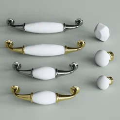 Poignée de meuble nœud Porcelaine Vras blanc 96mm