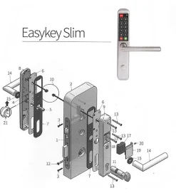 Poignée électronique à code Easykey Slim DOM Serrure pour porte intérieure droite