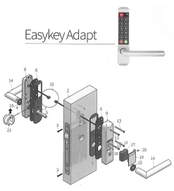 Poignée électronique serrure à code Easykey DOM serrure inox porte intérieure 35 mm sans clé