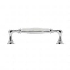 Poignée pour meubles en zamac et porcelaine Entraxe 96 chrome poli