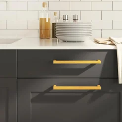 Poignées d armoire 5 pcs doré 224 mm acier inoxydable