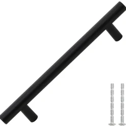 Poignées d armoire 10 pcs noir 160 mm acier inoxydable