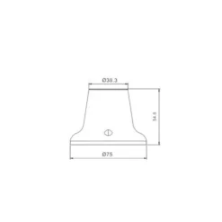 Point lumineux thermoplastique avec douille E27, base droite. Blanc