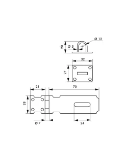 Porte cadenas, acier, fermeture de coffres et portes, 75mm - THIRARD