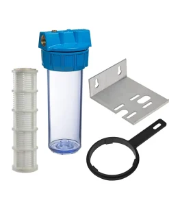 Porte-filtre à eau 9 '' 3/4 - 20/27F avec cartouche lavable 60 microns, équerre et clé