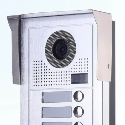 Portier interphone vidéo modern 2 fils - 3 appartements - 3 écrans noirs - avec lecteur de badge