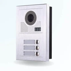 Portier interphone vidéo modern 2 fils - 3 appartements - 3 écrans noirs - avec lecteur de badge