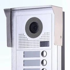 Portier interphone vidéo modern 2 fils - 3 appartements - 3 écrans noirs - avec lecteur de badge