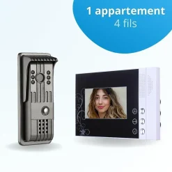Portier interphone vidéo pili 4 fils - 1 écran noir