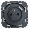 Prise avec terre Jacobsen Espen noir à composer + 1xUSB-A + 1xUSB-C