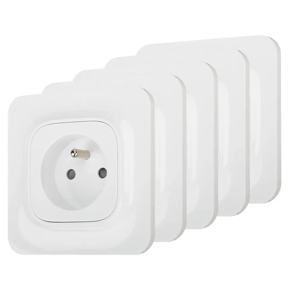 Prise avec terre Jacobsen Kennet blanc complet, lot de 5