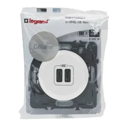 Prise céliane double USB Legrand blanc