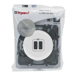 Prise céliane double USB Legrand blanc