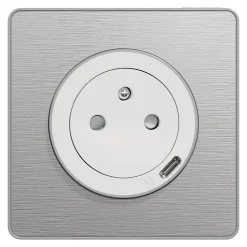 Prise de courant avec terre affleurante + usb C 10.5W Schneider Electric Odace blanc