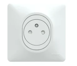 Prise de courant avec terre affleurante complète Schneider Electric Ovalis blanc, lot de 5