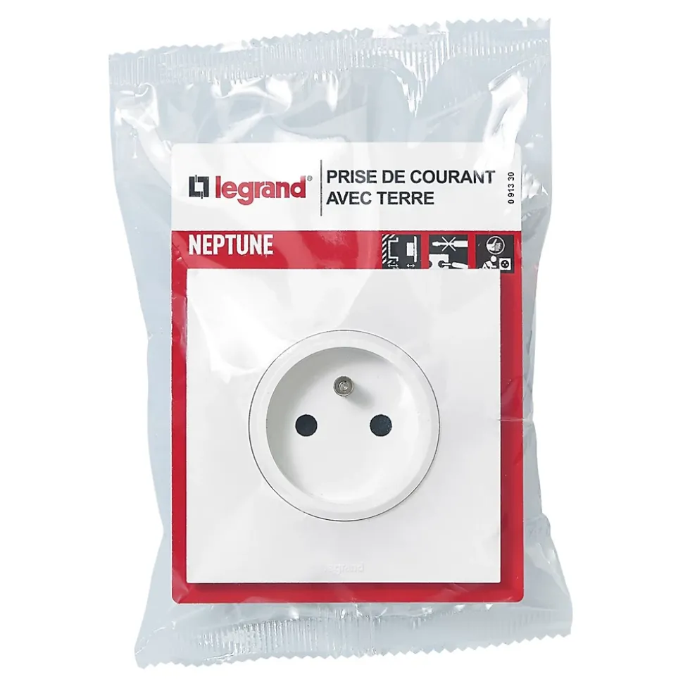 Prise de courant avec terre Legrand Neptune 0 913 30 couleur blanc 16 A 250 V