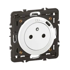 Prise de courant avec terre + 1 USB-C Legrand Céliane blanc
