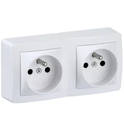 Prise de courant double avec 2 pôles + terre complète saillie Schneider Electric Alréa blanc