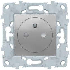 Prise de courant 2 pôles + terre affleurante connexion rapide 16A Schneider Electric Unica Déco aluminium