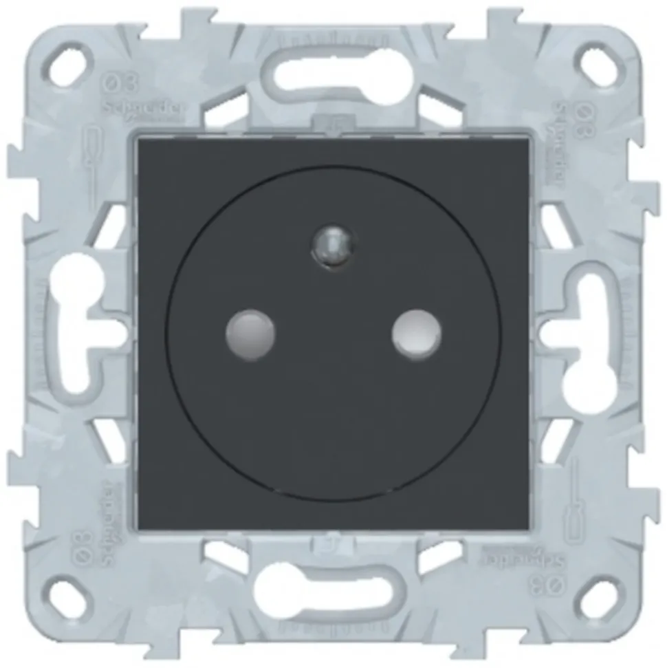 Prise de courant 2 pôles + terre affleurante connexion rapide 16A Schneider Electric Unica Déco anthracite