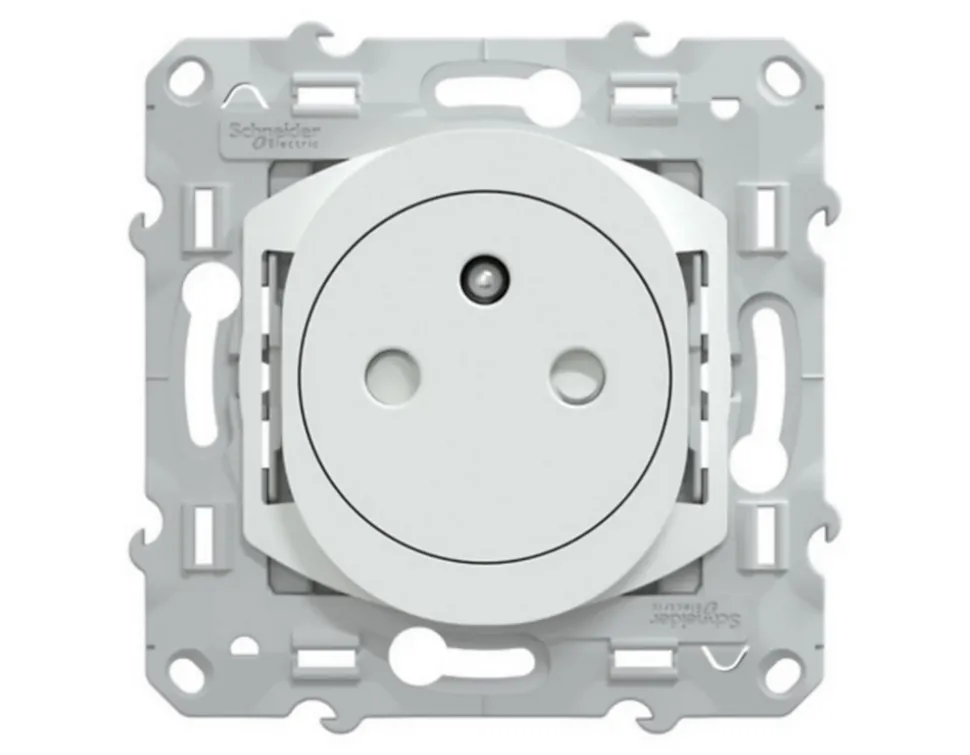 Prise de courant 2 pôles + terre affleurante 16A Schneider Electric Ovalis blanc