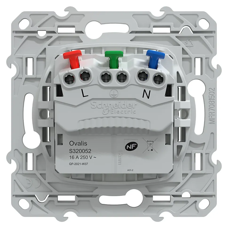 Prise de courant 2 pôles + terre affleurante 16A Schneider Electric Ovalis blanc