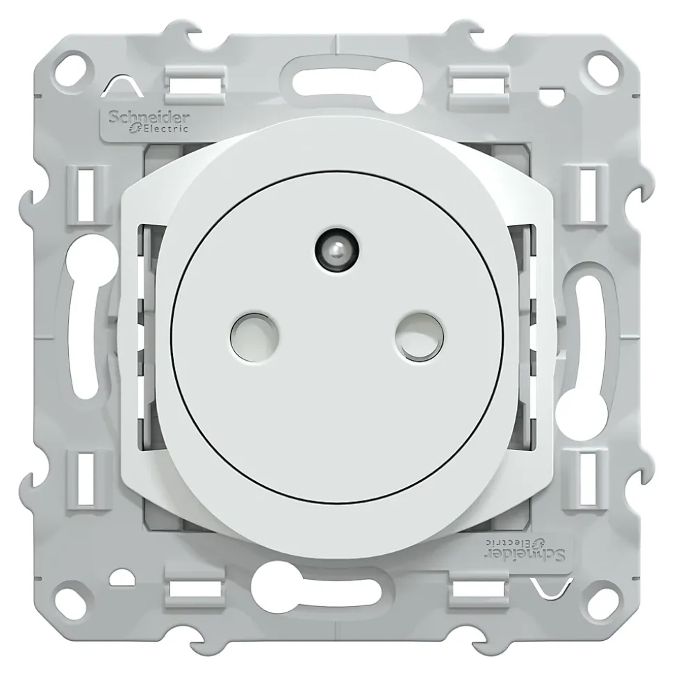 Prise de courant 2 pôles + terre affleurante 16A Schneider Electric Ovalis blanc