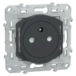 Prise de courant 2 pôles + terre affleurante avec griffes Schneider Electric Ovalis anthracite
