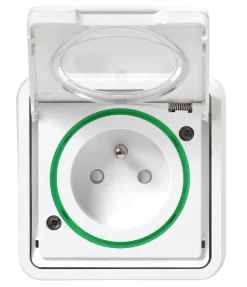 Prise de courant 2 pôles + terre étanche complète encastrée Schneider Electric Mureva Styl blanc