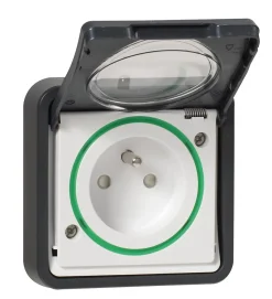 Prise de courant 2 pôles + terre étanche complète encastrée Schneider Electric Mureva Styl anthracite