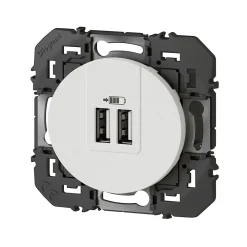 Prise double USB-A Legrand Dooxie blanc carrée