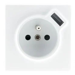 Prise en saillie 2P+T avec chargeur USB blanc
