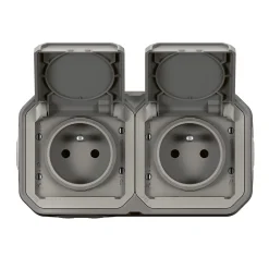 Prise Legrand Plexo gris en saillie, lot de 2