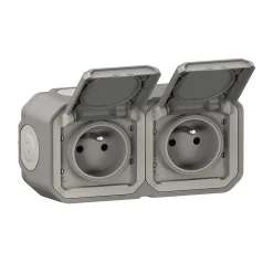 Prise Legrand Plexo gris en saillie, lot de 2